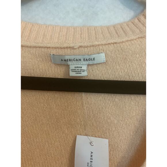 American Eagle Crop Button Front Peach Sweater NWT Small Women Beach Cardigan - Picture 3 of 7